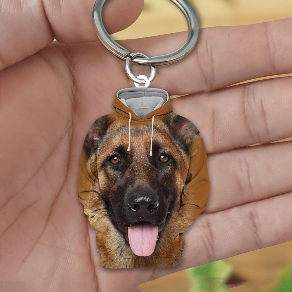 German Shepherd 3D Graphic Hoodie Acrylic Keychain
