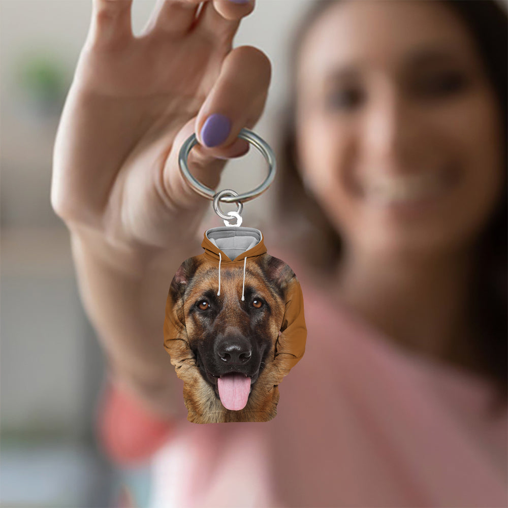 German Shepherd 3D Graphic Hoodie Acrylic Keychain