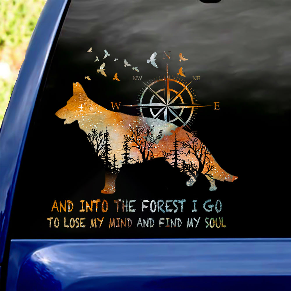 German Shepherd Into The Forest I Go To Lose My Mind And Find My Soul Car/ Door/ Fridge/ Laptop Sticker V1
