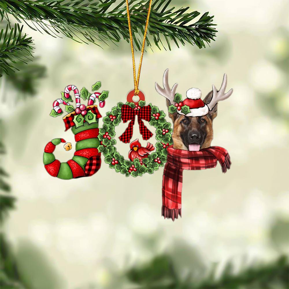 German Shepherd JOY Reindeer Hanging Ornament
