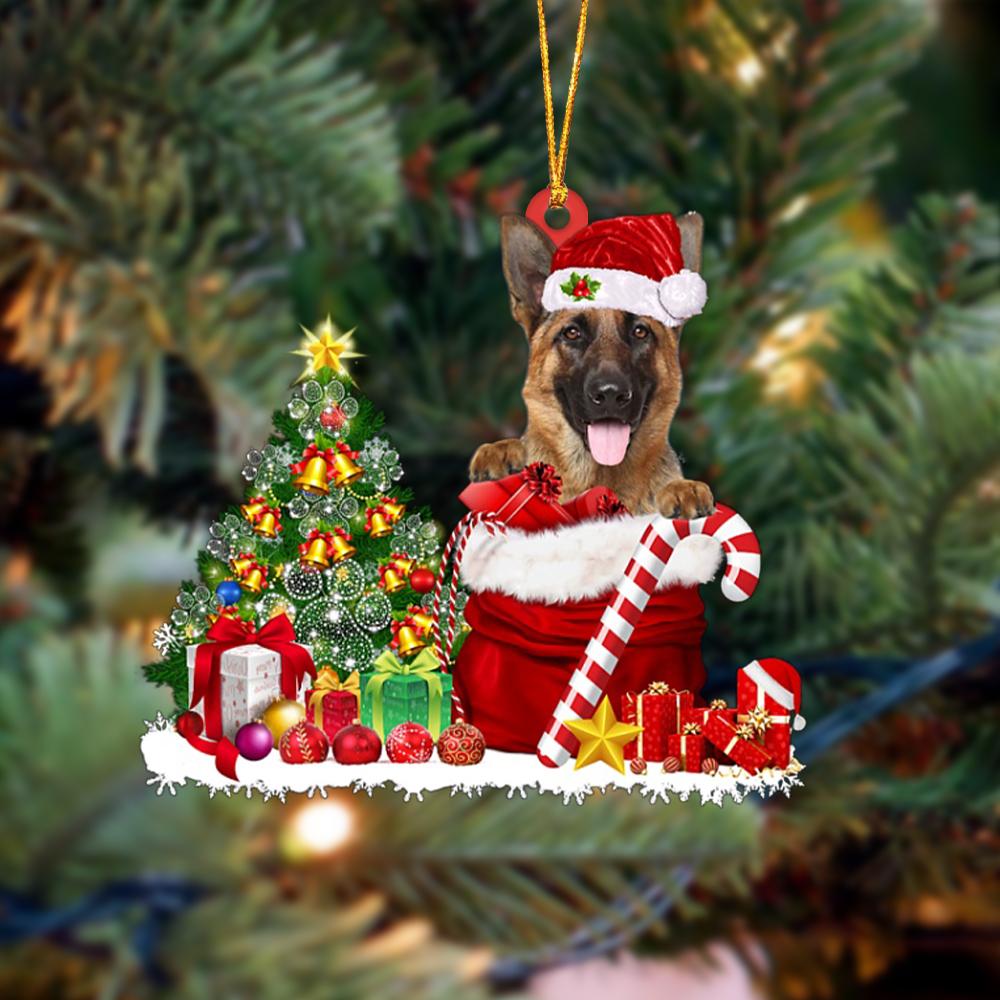 German Shepherd Gift Bag Merry Christmas Ornament
