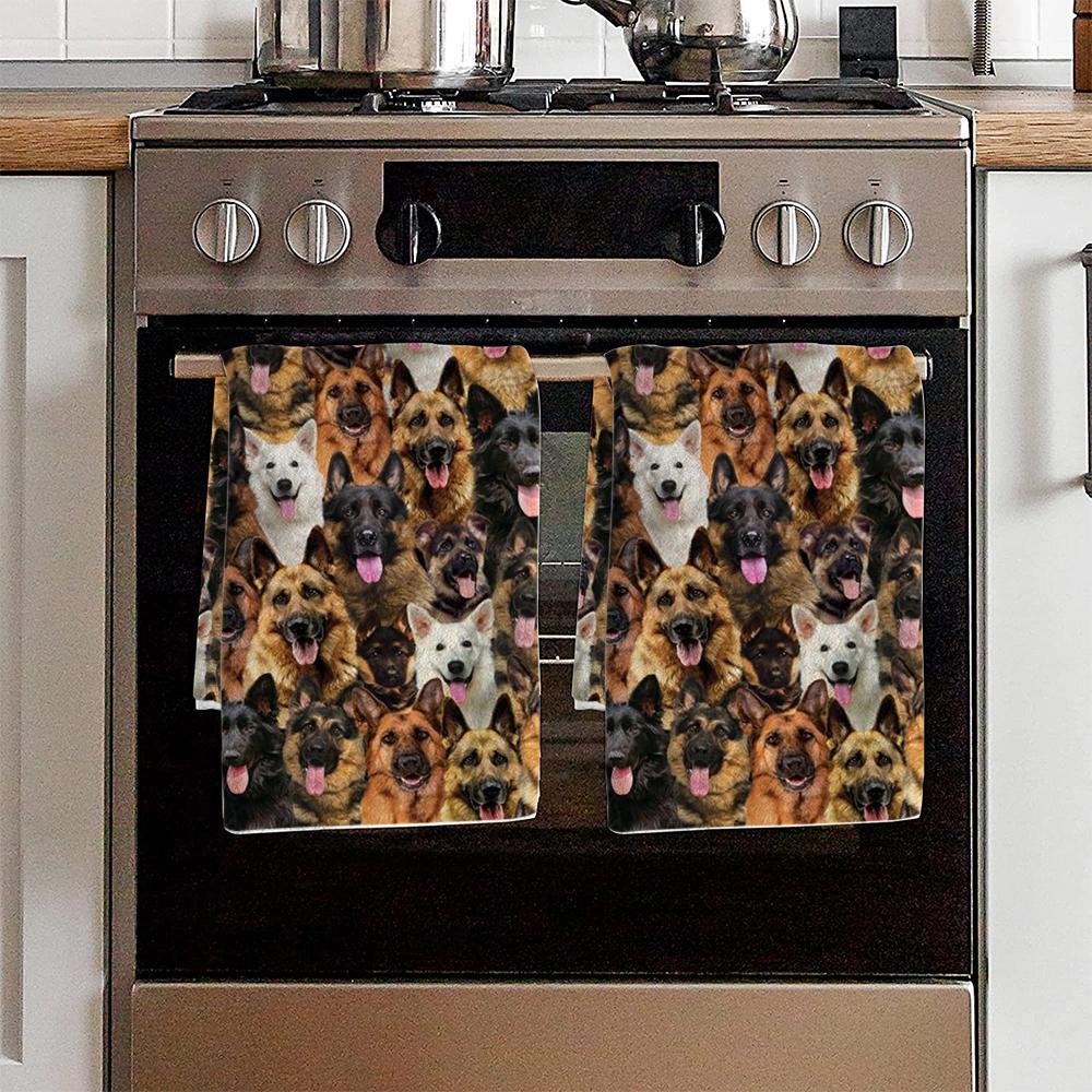 A Bunch Of German Shepherds Kitchen Towel