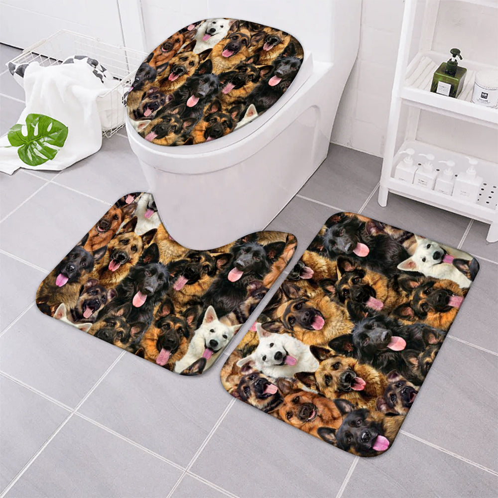 A Bunch Of German Shepherds Bathroom Mat Set