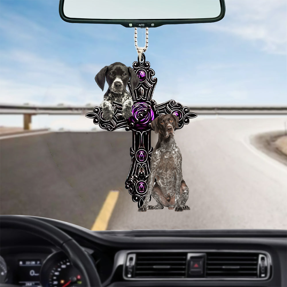 German Shorthaired Pointer0002 Pray For God Car Hanging Ornament