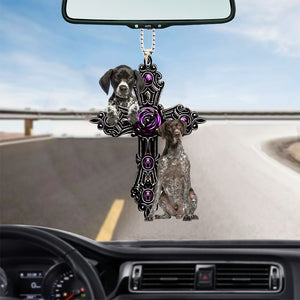 German Shorthaired Pointer0002 Pray For God Car Hanging Ornament