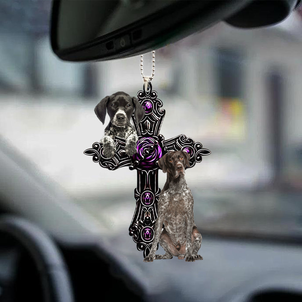 German Shorthaired Pointer0002 Pray For God Car Hanging Ornament