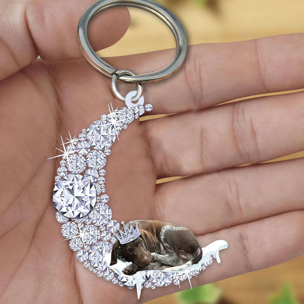 German Shorthaired Pointer Sleeping On A Diamond Moon Acrylic Keychain