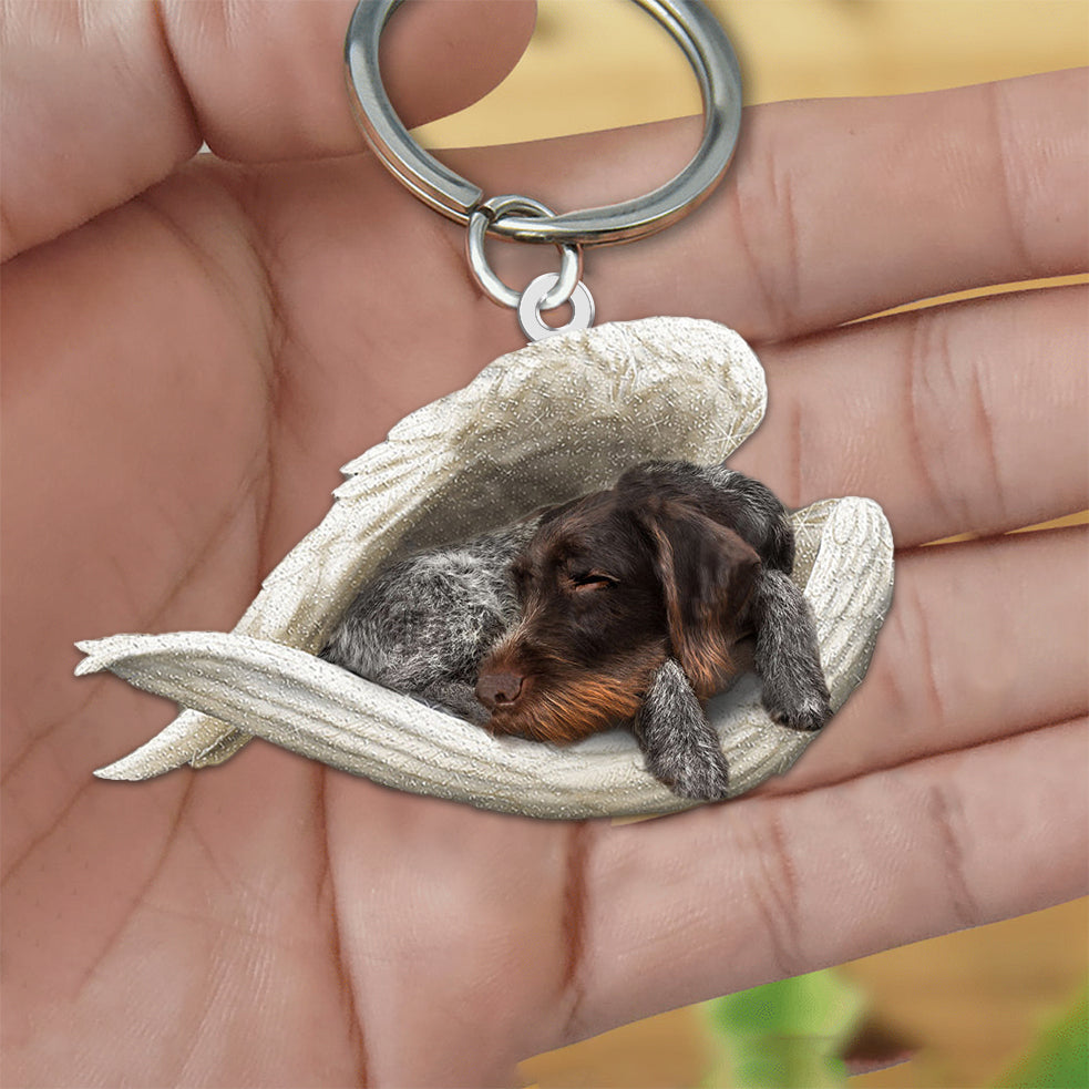 German Wirehaired Pointer 02 Sleeping Angel Acrylic Keychain