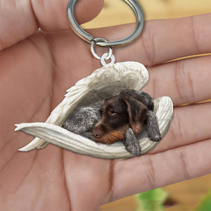 German Wirehaired Pointer 02 Sleeping Angel Acrylic Keychain