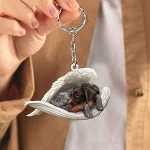 German Wirehaired Pointer 02 Sleeping Angel Acrylic Keychain
