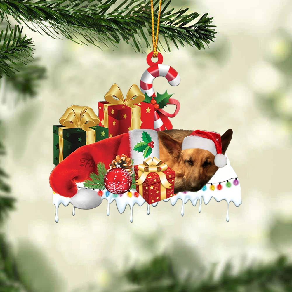 German shepherd Merry Christmas Hanging Ornament-0211