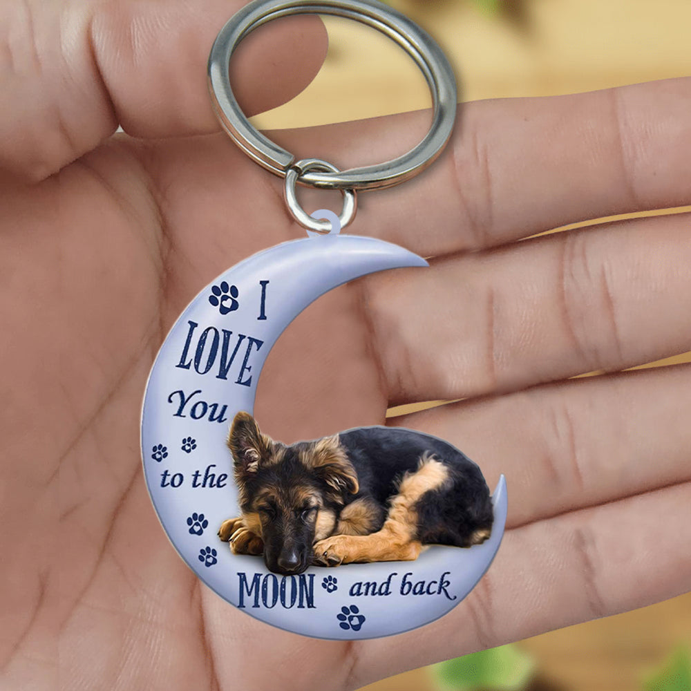 German shepherd I Love You To The Moon And Back Flat Acrylic Keychain