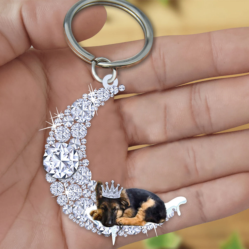 German shepherd Sleeping On A Diamond Moon Acrylic Keychain