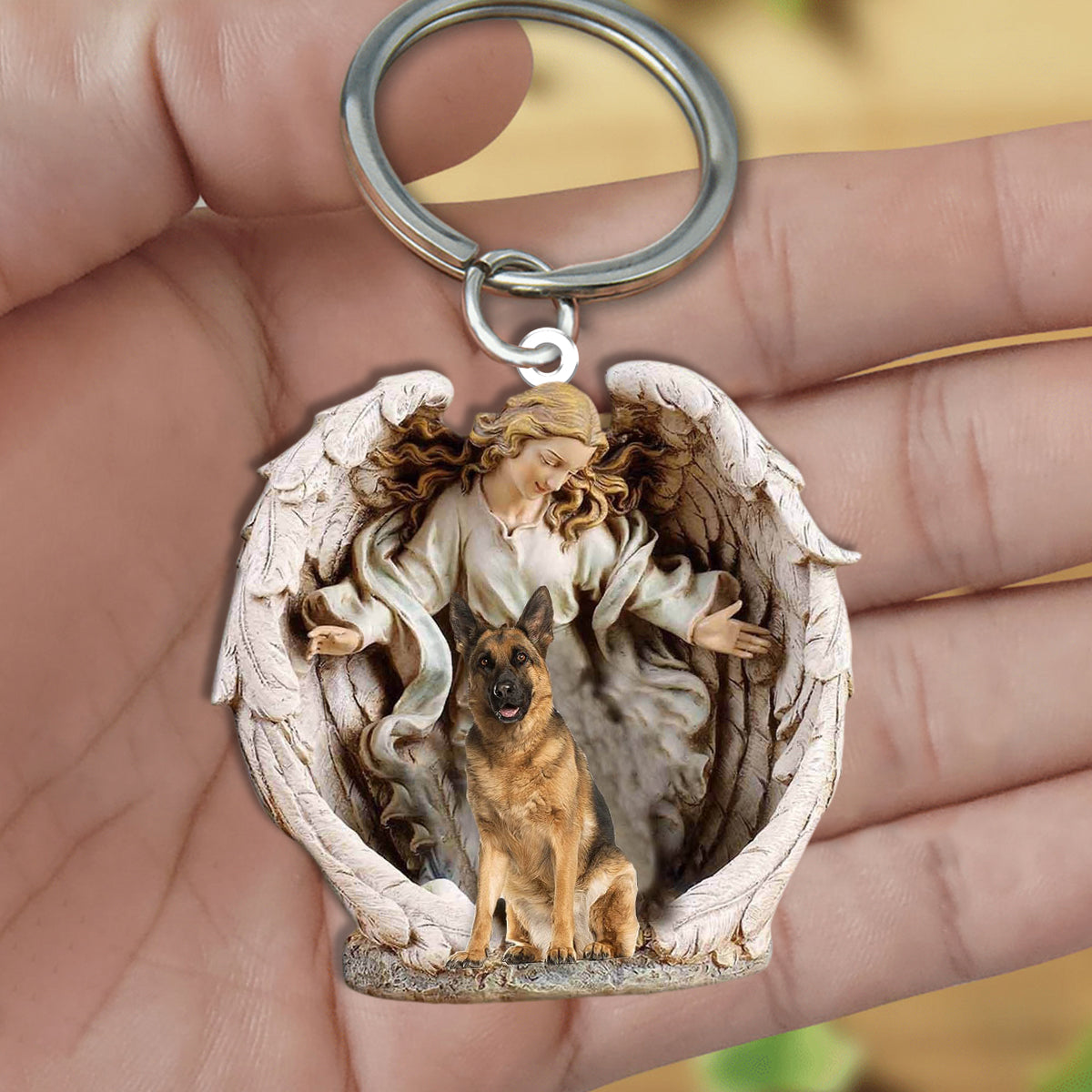 Angel Hug German shepherd Acrylic Keychain