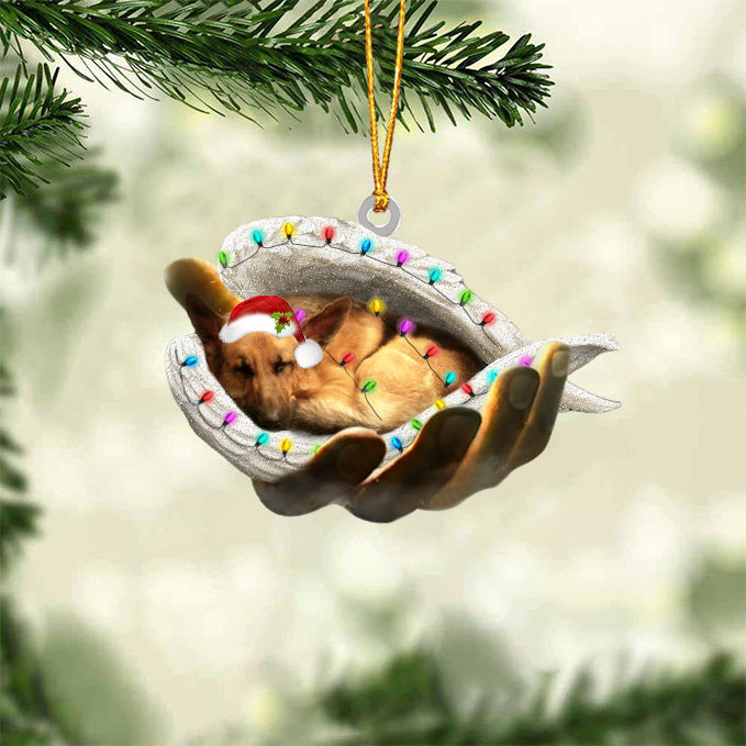 German shepherd Sleeping Angel In God Hand Christmas Ornament