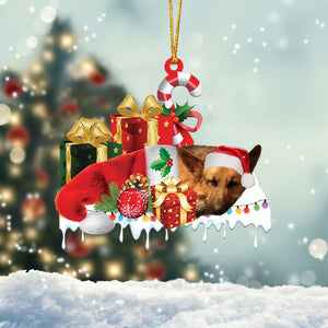 German shepherd Merry Christmas Hanging Ornament-0211