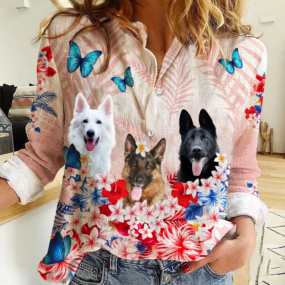 German shepherd Floral Casual Shirt