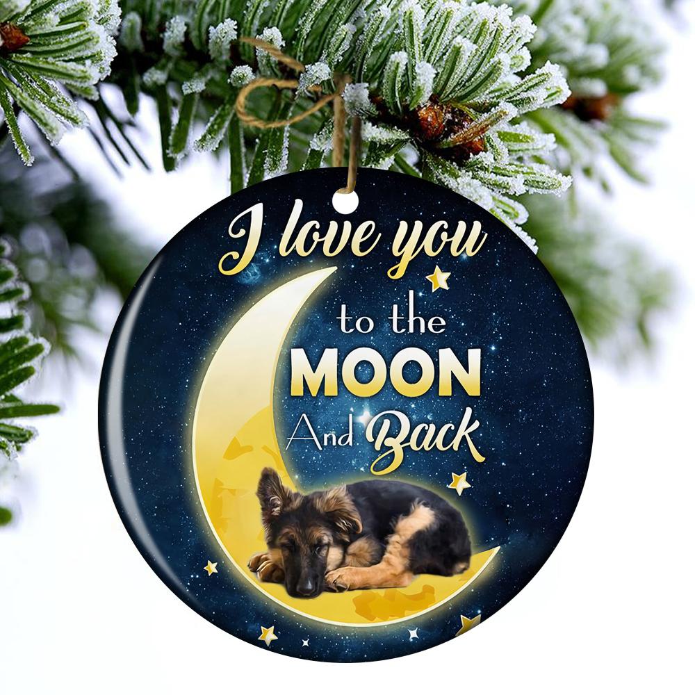 German Shepherd I Love You To The Moon And Back Porcelain/Ceramic Ornament