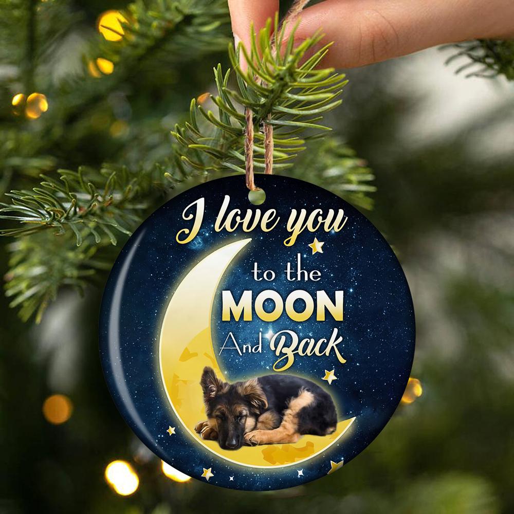 German Shepherd I Love You To The Moon And Back Porcelain/Ceramic Ornament
