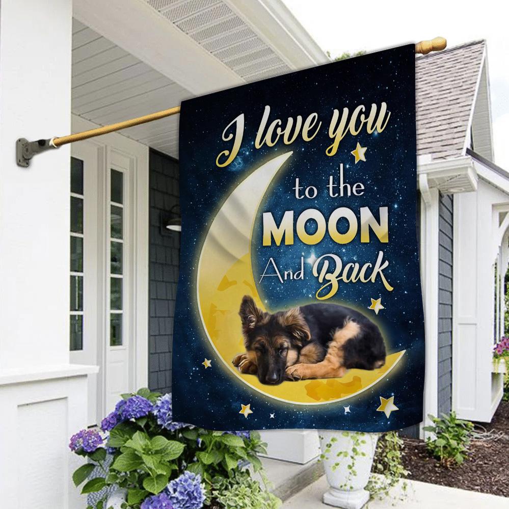 German Shepherd I Love You To The Moon And Back Garden Flag