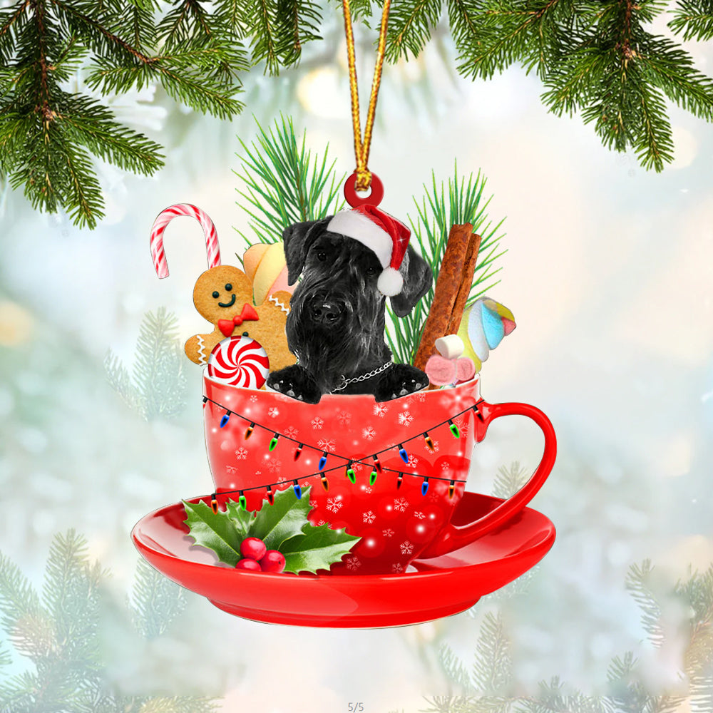 Giant Schnauzer In Cup Merry Christmas Ornament