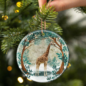 Giraffe Among Forest Porcelain/Ceramic Ornament