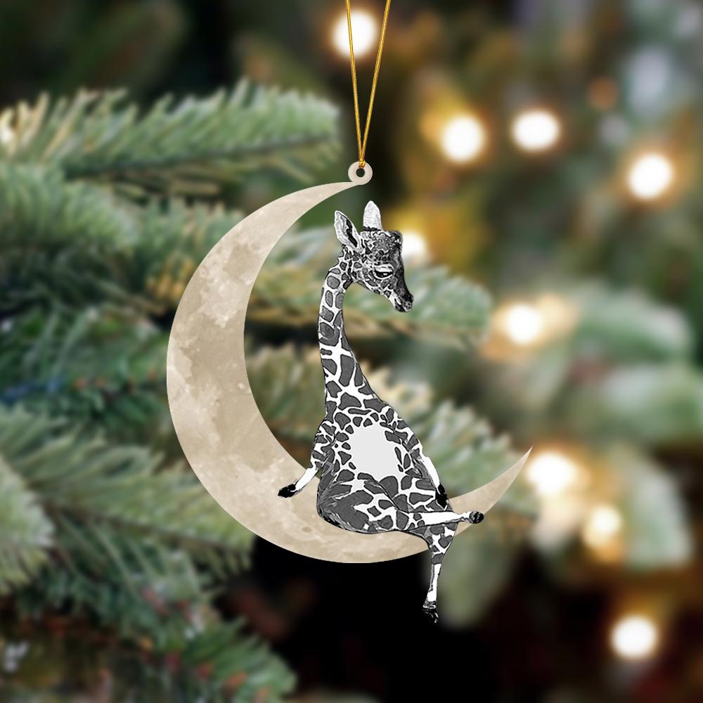 Giraffe Sits On The Moon Hanging Ornament