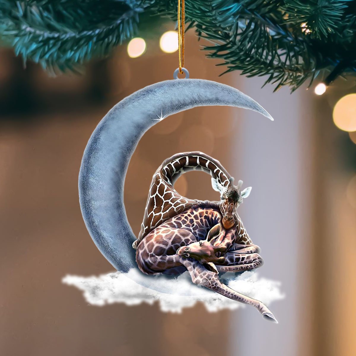 Giraffe Blue Moon Hanging Ornament