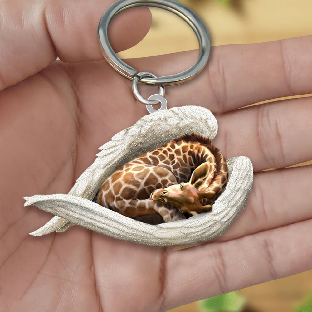Giraffe Sleeping Angel Acrylic Keychain