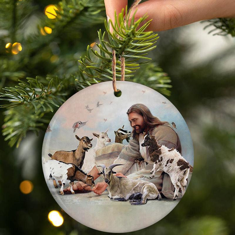 God Surrounded By Goats Porcelain/Ceramic Ornament
