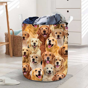 A Bunch Of Golden Retrievers Laundry Basket