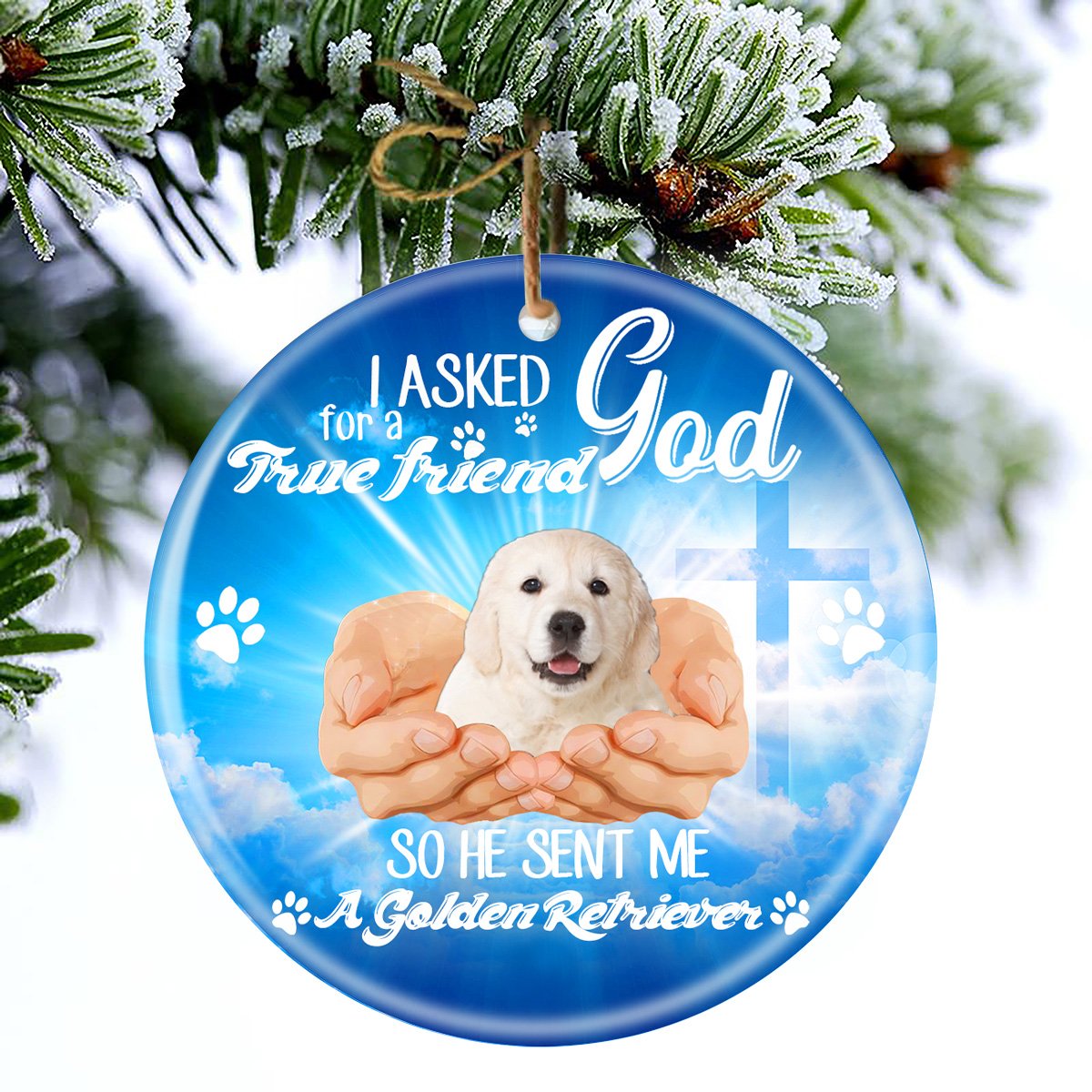 God Send Me A/An Golden Retriever 2 Porcelain/Ceramic Ornament
