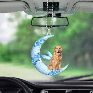 Golden Retriever Angel From The Moon Car Hanging Ornament