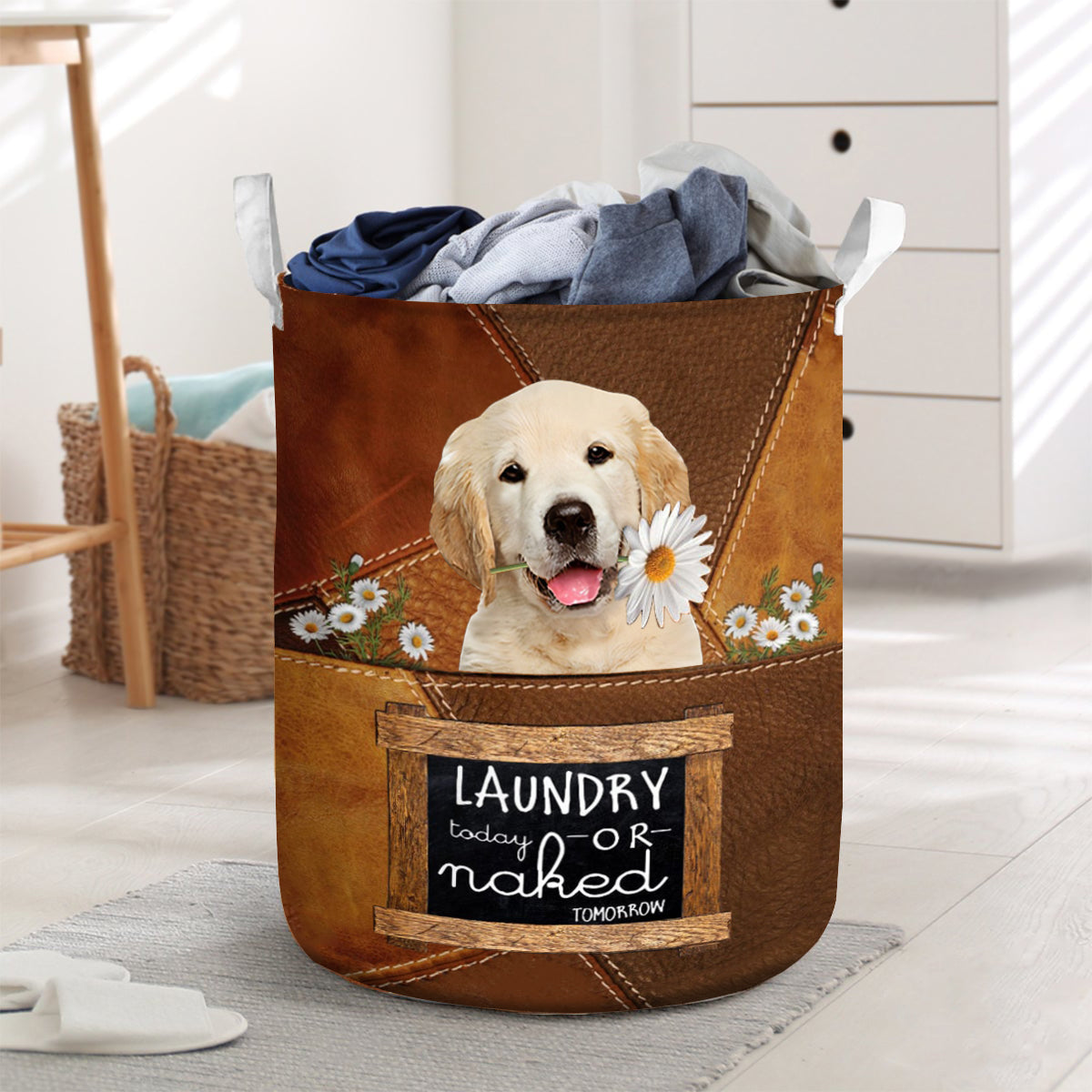 Golden Retriever Laundry Today Or Naked Tomorrow Laundry Basket