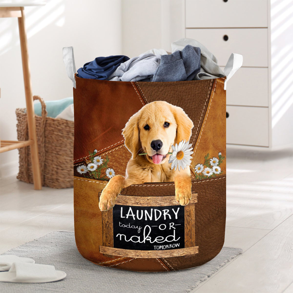 Golden Retriever Laundry Today Or Naked Tomorrow Laundry Basket