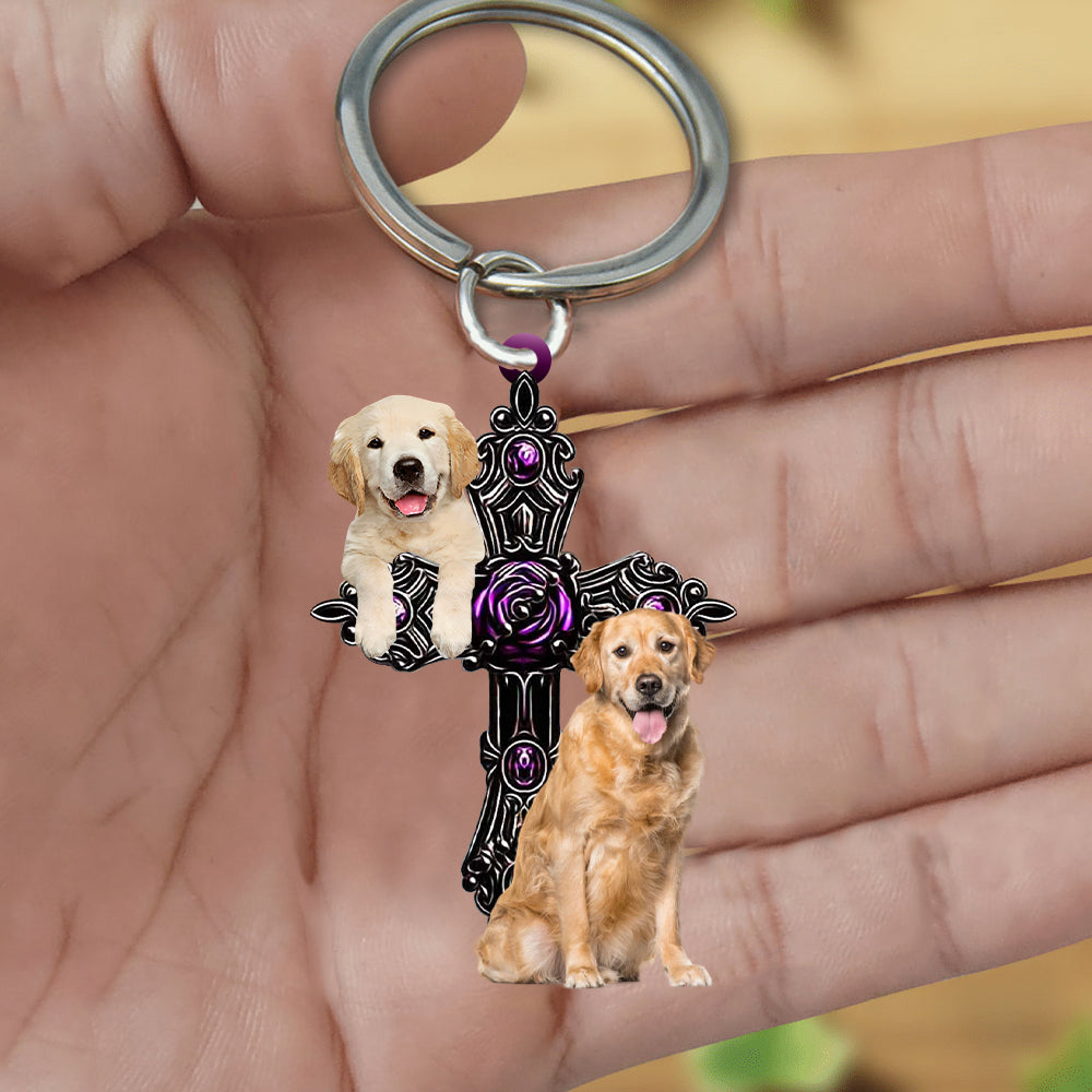 Golden Retriever Pray For God Acrylic Keychain