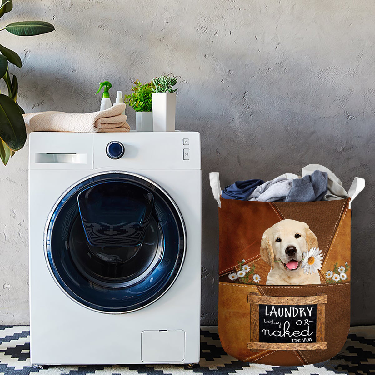 Golden Retriever Laundry Today Or Naked Tomorrow Laundry Basket