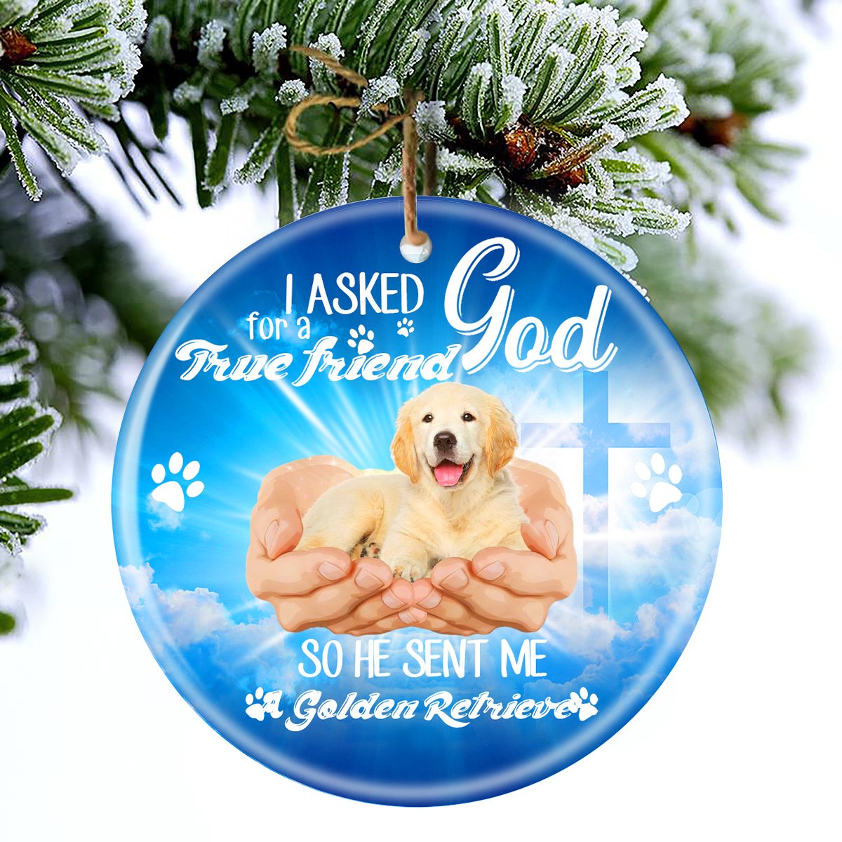 God Send Me A/An Golden Retriever Porcelain/Ceramic Ornament