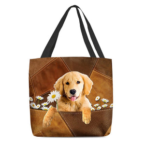 Golden Retriever1 Holding Daisy All Over Printed Tote Bag