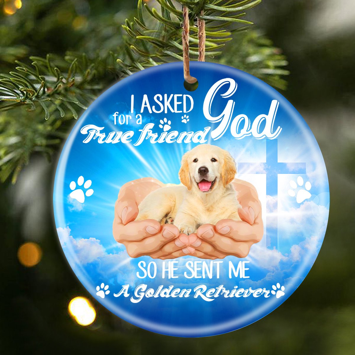 God Send Me A/An Golden Retriever Porcelain/Ceramic Ornament