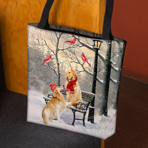 Golden Retriever Hello Christmas/Winter/New Year Tote Bag