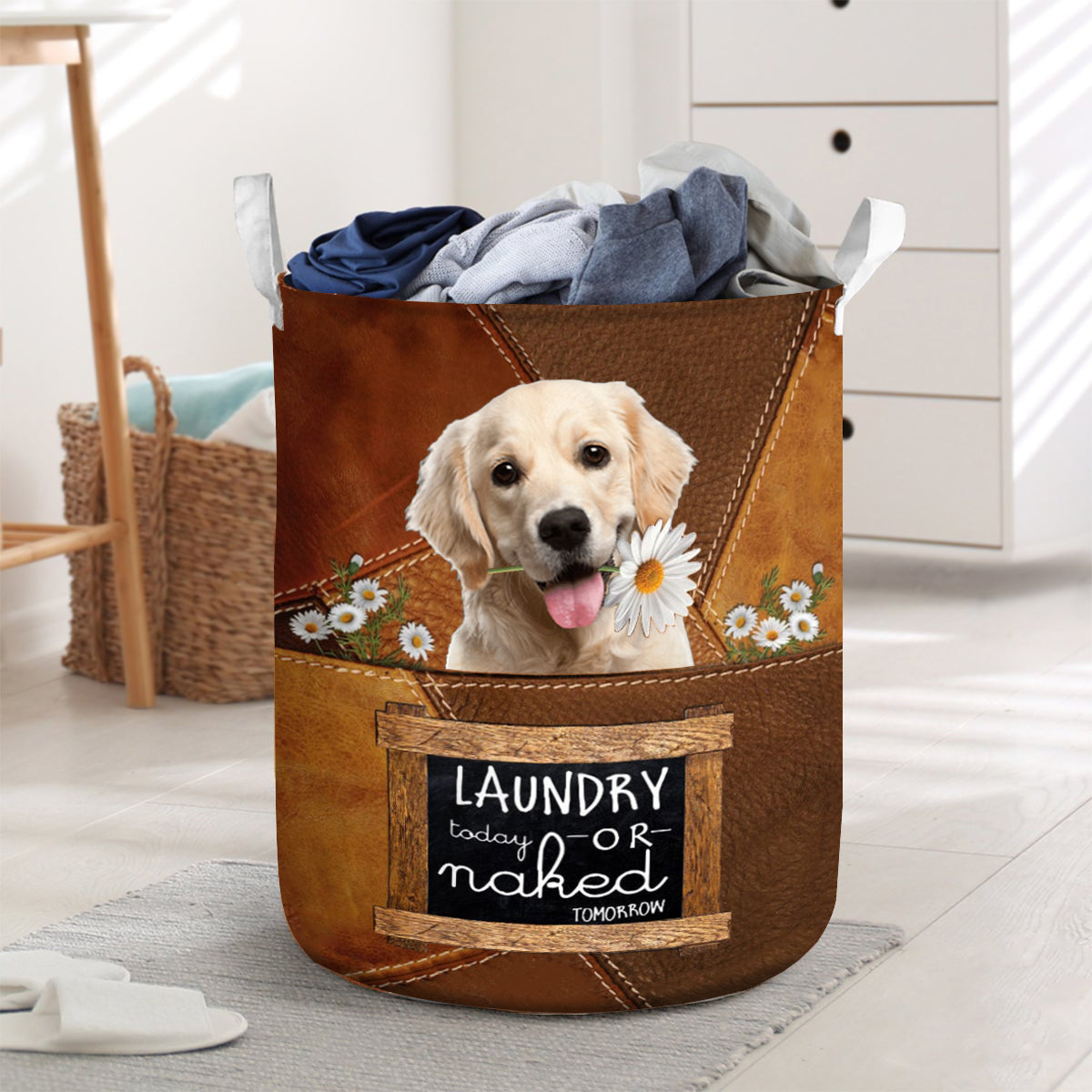 Golden Retriever 2 Laundry Today Or Naked Tomorrow Laundry Basket