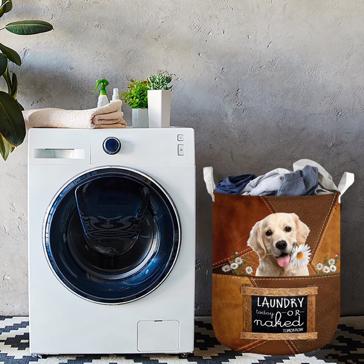 Golden Retriever 2 Laundry Today Or Naked Tomorrow Laundry Basket