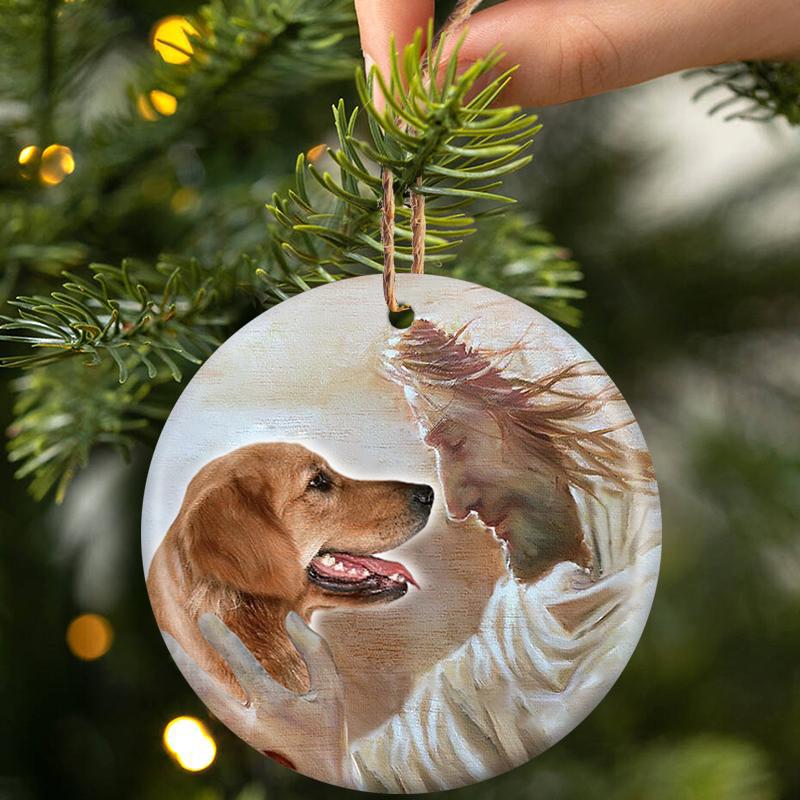 New Release -Golden Retriever 02 With God Porcelain/Ceramic Ornament