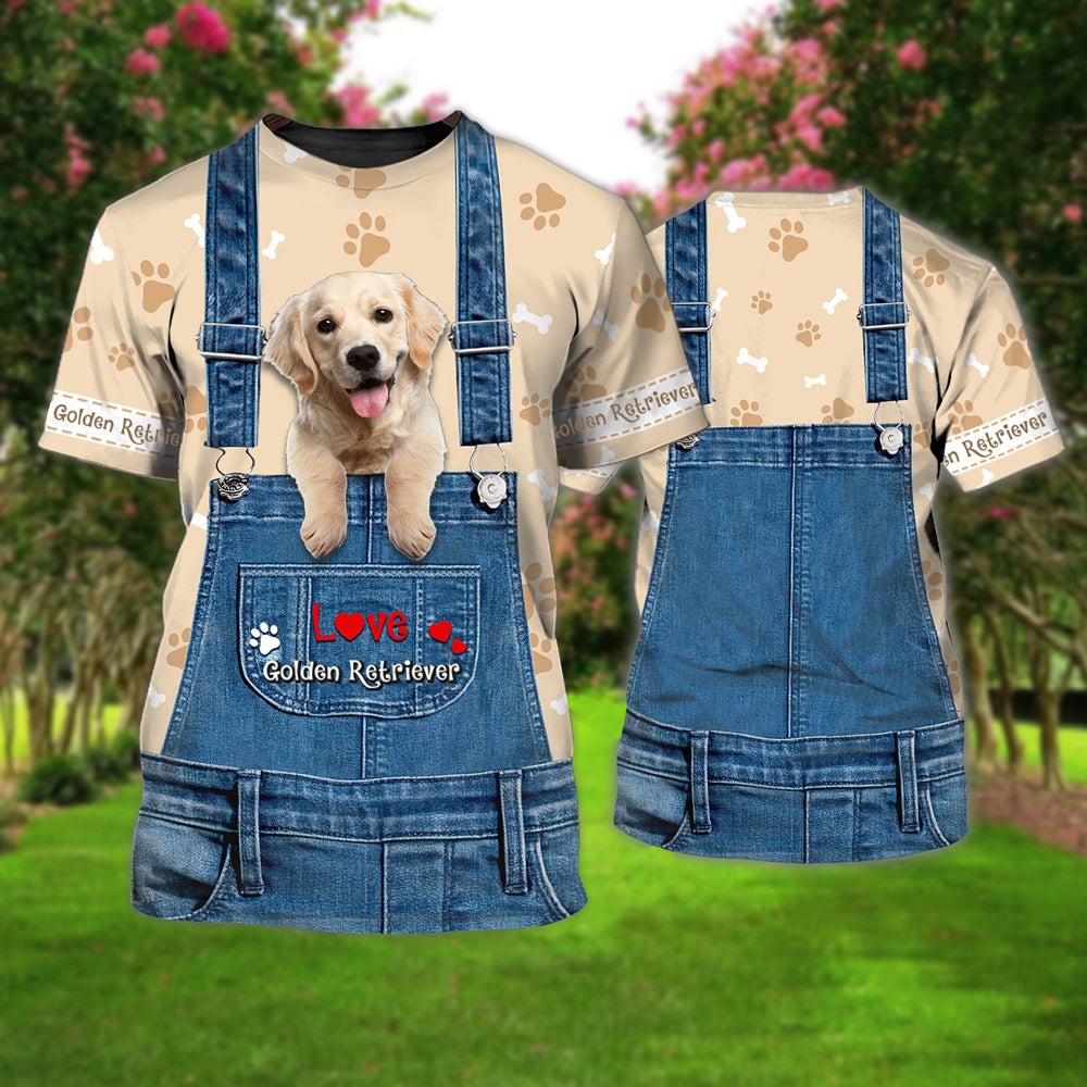 Love Golden Retriever 2 Cute Unisex T-shirt