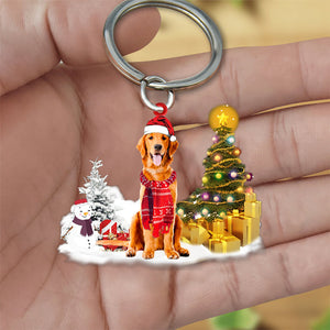 Golden Retriever Early Merry Christma Acrylic Keychain