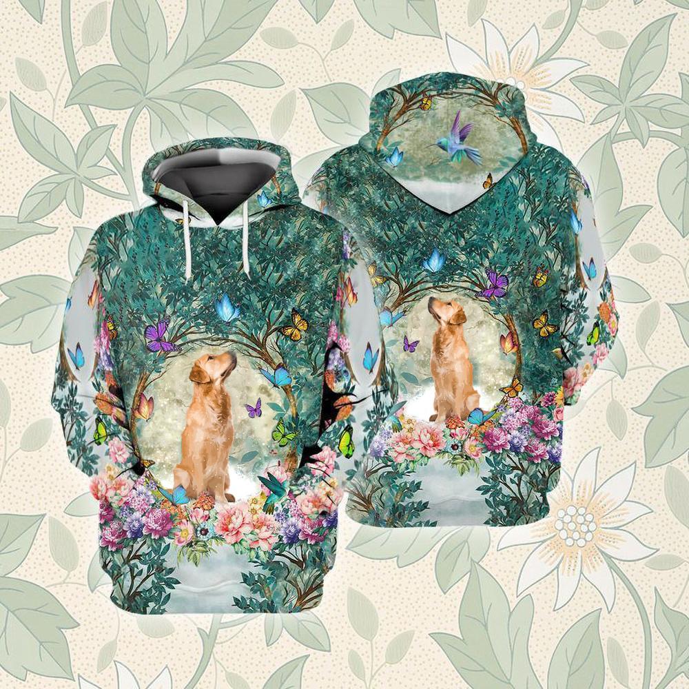 Golden Retriever 2 Among Forest Unisex Hoodie