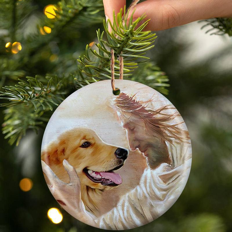 New Release -Golden Retriever With God Porcelain/Ceramic Ornament