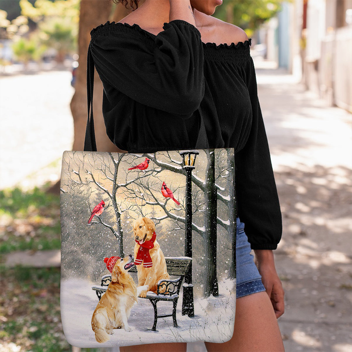 Golden Retriever Hello Christmas/Winter/New Year Tote Bag