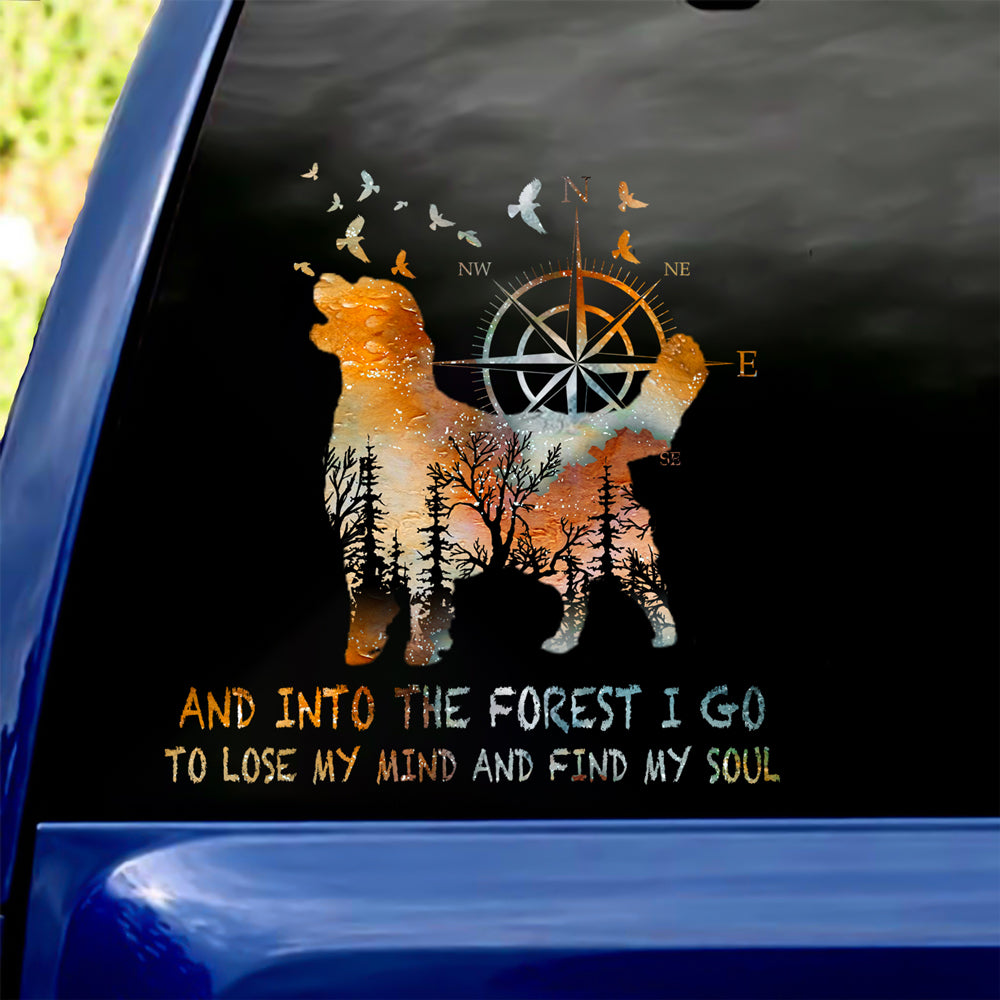 Golden Retriever Into The Forest I Go To Lose My Mind And Find My Soul Car/ Door/ Fridge/ Laptop Sticker V1